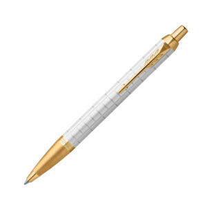 Parker IM Premium系列珍珠白格紋金夾原子筆(PN-IM-PRM-PEL-GT-BP)