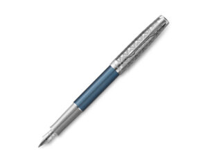 Parker Sonnet系列 2021年特別版藍桿金屬幾何圖案銀夾18K金筆咀墨水筆(PN-SON-PRMMBLU-CT-F)