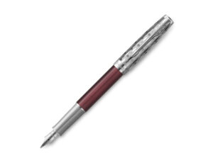 Parker Sonnet系列 2021年特別版紅桿金屬幾何圖案銀夾18K金筆咀墨水筆(PN-SON-PRMMRED-CT-F)