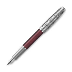 Parker Sonnet系列 2021年特別版紅桿金屬幾何圖案銀夾18K金筆咀墨水筆(PN-SON-PRMMRED-CT-F)