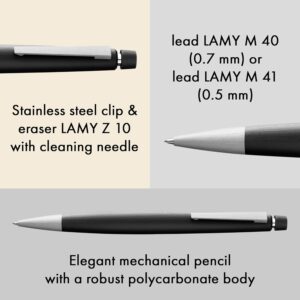 LAMY 2000系列 – 磨砂黑纖維桿銀夾機械鉛芯筆 (LMY-2000-MBLK-CT-MP) - Image 2