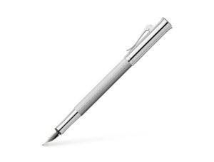 德國Graf von Faber-Castell Guilloche系列鍍銠扭索紋筆杆18K黃金咀墨水筆 (GFAB-GUI-RHO-FP)