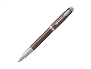 Parker IM Premium系列啡色方格紋銀夾墨水筆 (PN-IM17-PRMBWN-CT-F)