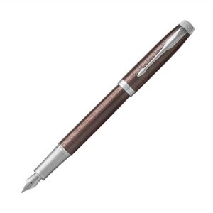 Parker IM Premium系列啡色方格紋銀夾墨水筆 (PN-IM17-PRMBWN-CT-F)
