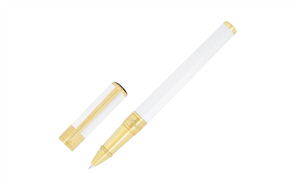 法國S.T. Dupont INITIAL系列白色金夾走珠筆 (DUP-INI-WHT-GT-RB)
