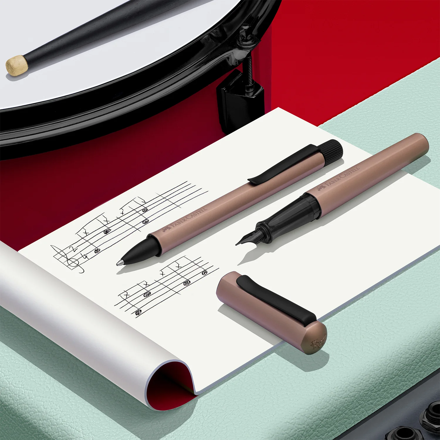 德國Faber-Castell Hexo系列鋁杆古銅色原子筆及墨水筆鐵盒套庄(FAB-HEX-BNZ-SET) - Image 4