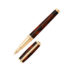 516. 法國S.T. Dupont LINE D系列天然漆Atelier Brown琥珀紋14K金筆咀墨水筆 (DUP-LD-ATBWN-GT-F)