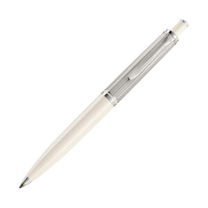 德國Pelikan Souveran系列405型珍貴賽璐珞灰色條紋鍍鈀銀夾原子筆 (PLK-SUV405-WHT-CT-BP)